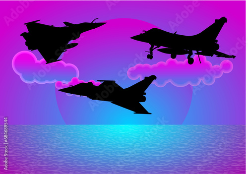 avión, vector, silueta, aeronave, aeroplano