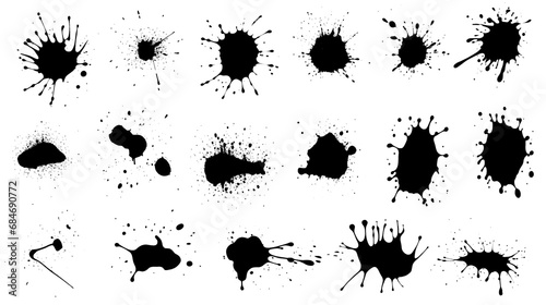 Collection of detailed ink splatters isolated on transparent background, PNG image with background removed, Created with Generative Ai technology photo