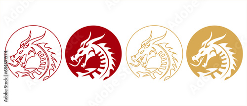Happy Chinese new year 2024 Zodiac sign vector, year of the dragon, red and gold colors, isolated on white background eps 10