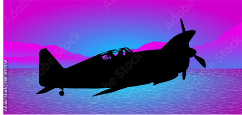 avión, vector, silueta, aeronave, aeroplano