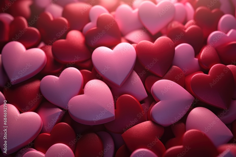 Valentine's Day background made of pink and red hearts. Valentine's Day background made of pink and red hearts.