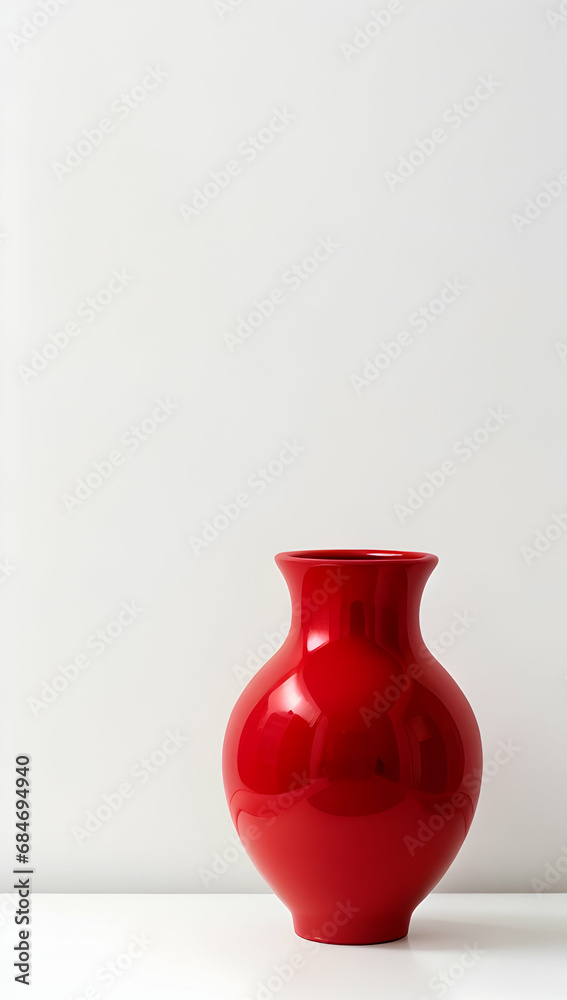red vase on white background