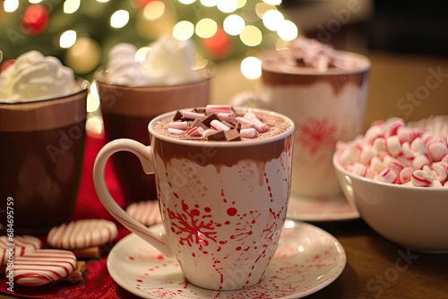 Christmas chocolate in a cup with marshmallows