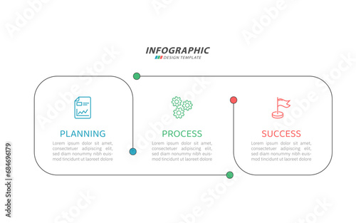 Timeline Creator infographic template. 3 Step timeline journey, calendar Flat simple infographics design template. presentation graph. Business concept with 3 options, vector illustration.