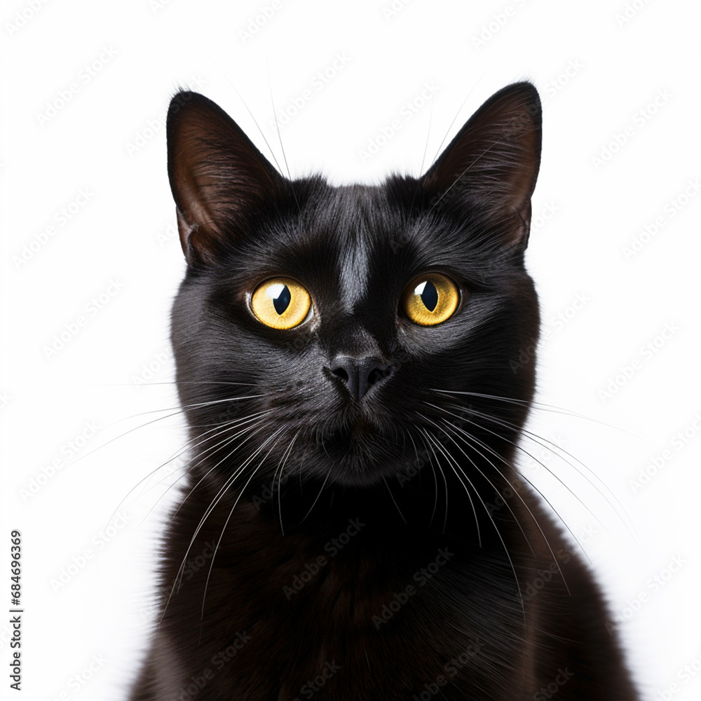 Cat portrait on isolated white background - ai generative