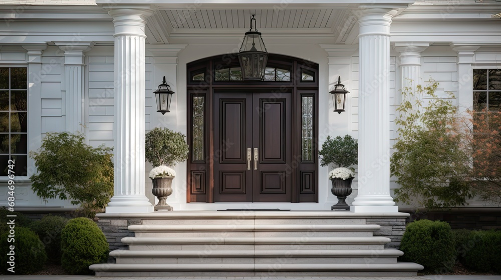 Elegant home entrance with columns Elegant home entrance with columns