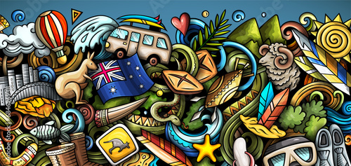 Cartoon vector doodle Australian background photo