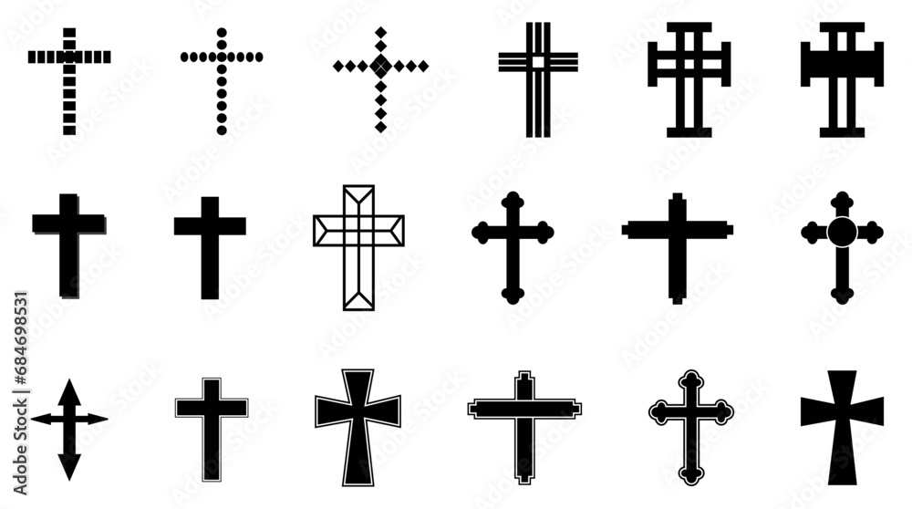 Religion Christian cross icon vector symbol isolated illustration white background