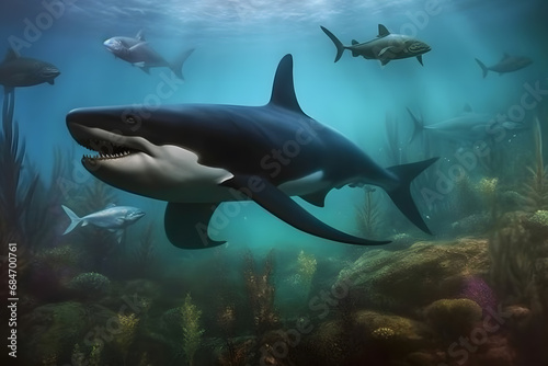 Killer Whale  orcinus orca. Neural network AI generated art