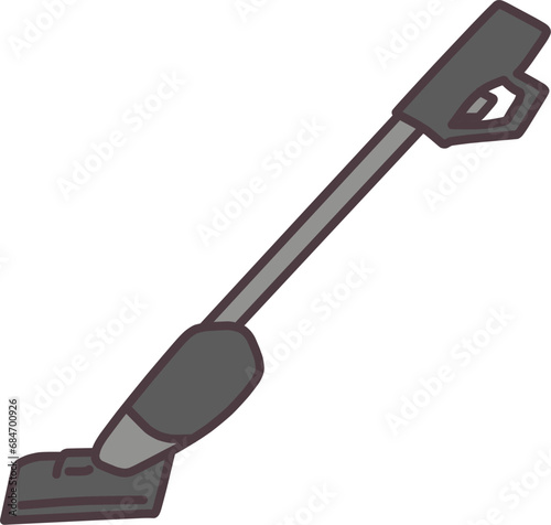シンプルにデフォルメした黒いスティック型掃除機のイラスト