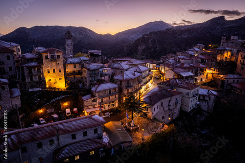 Dimitsana Village in Arcadia Greece during sunset © Apostolos