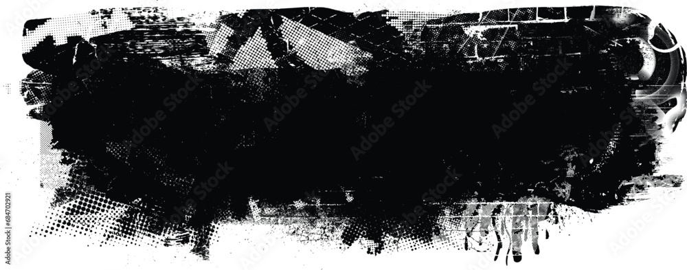 Glitch distorted grange shape . Noise grungy logo . Trendy defect error shapes . Glitched frame .Grunge textured . Distressed effect .Vector shapes with a halftone dots screen print texture. Glitch distorted grange shape . Noise grungy logo . Trendy defect error shapes . Glitched frame .Grunge textured . Distressed effect .Vector shapes with a halftone dots screen print texture.