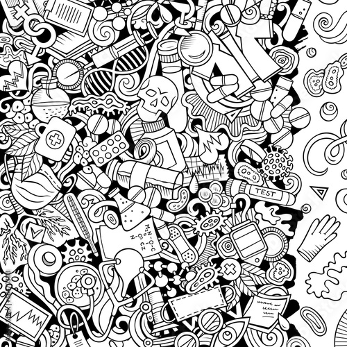 Medicine hand drawn vector doodles frame