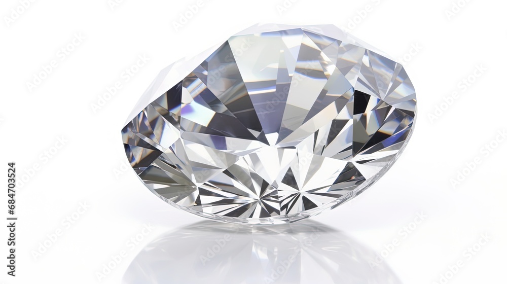 Large Clear Diamond with reflection Dazzling diamond on white background. Large Clear Diamond with reflection Dazzling diamond on white background.
