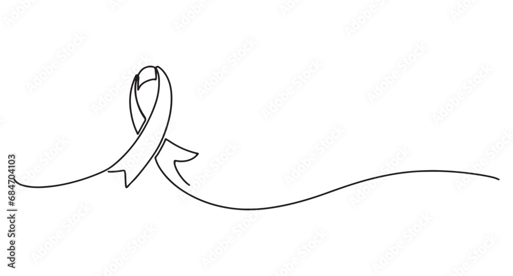 One line art of ribbon cancer as a border in continuous outline. Stock ...