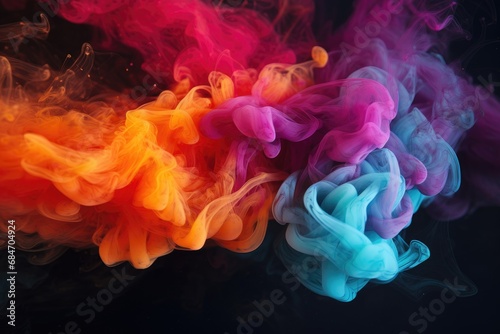 Green, blue, orange, magenta smoke. Color smoke. Water splash. Cosmic stardust.