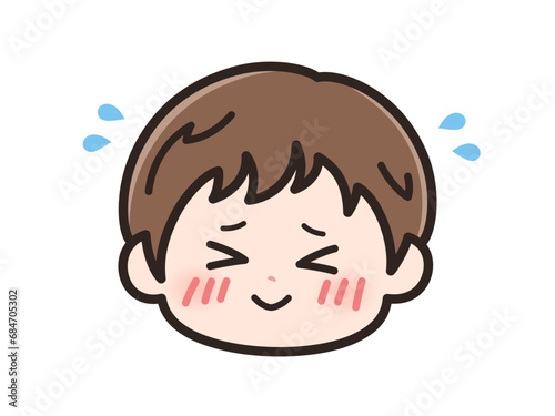 恥ずかしいの男の子の顔