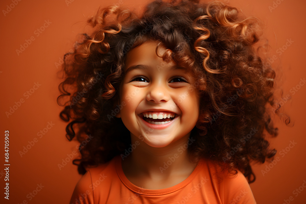 Photo portrait smiling laughing small girl copyspace isolated color background Photo portrait smiling laughing small girl copyspace isolated color background
