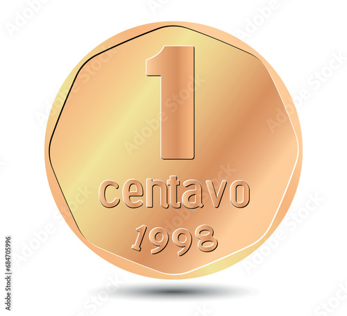 Argentine 1 centavo coin. Vector illustration.