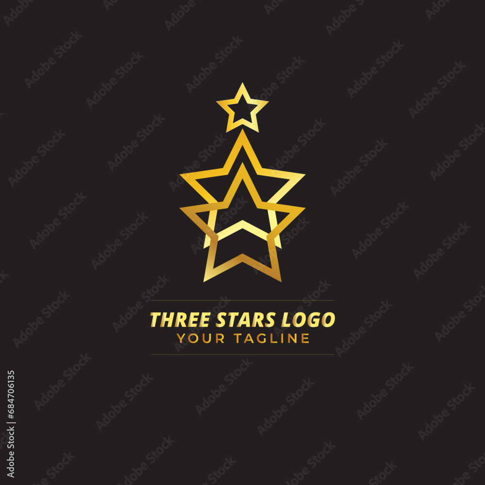 Three Stars Logo with the shape of Christmas Tree Three Stars Logo with the shape of Christmas Tree