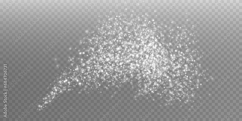 White scattering of small particles of sugar crystals, flying salt, top