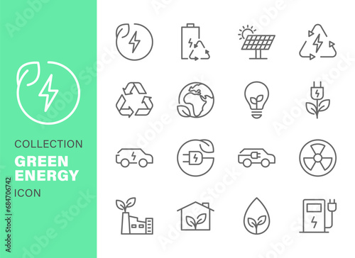 set of green energy icon vector design