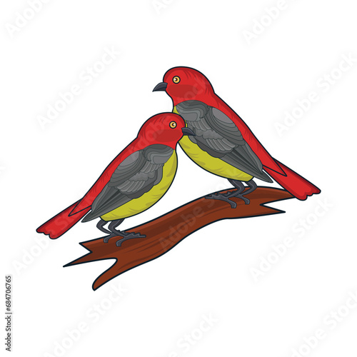 bird in twigs illustration