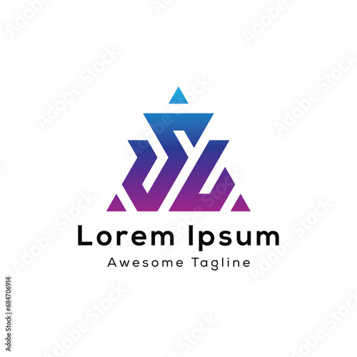 SL letter triangle shape creative logo design