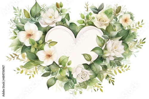 Floral watercolor background in the form of a Heart. Watercolor illustrations for Prints  wall drawings  covers and invitations.
