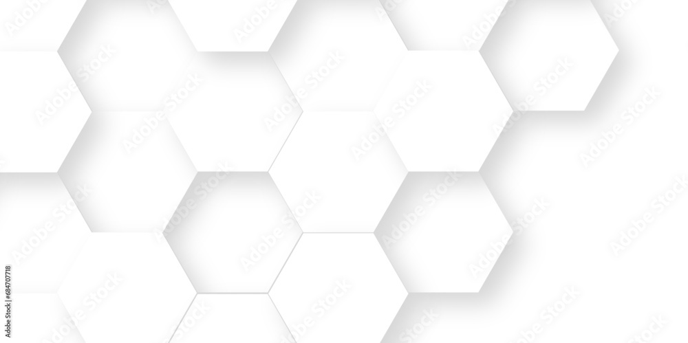 Fototapeta premium Abstract hexagons White Hexagonal Background. Luxury honeycomb grid White Pattern. Vector Illustration. 3D Futuristic abstract honeycomb mosaic white background. geometric mesh cell texture.