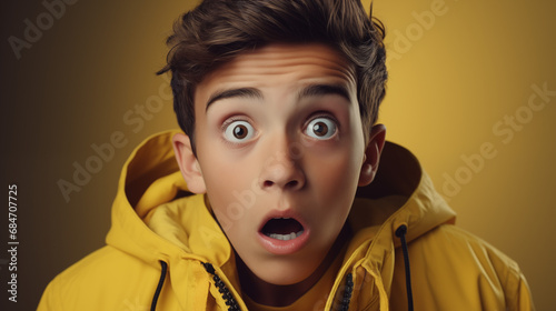 human, boy, yellow, growth, global, shock, model, stylish, surprise, wonder, looking, person, male, wow, expressive, excited, emotion, face, isolated, portrait, creative, male