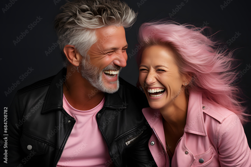 Photo portrait smiling laughing couple family copyspace isolated color background Photo portrait smiling laughing couple family copyspace isolated color background
