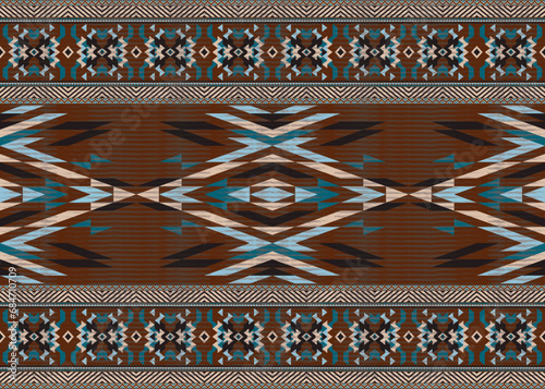 American ethnic native pattern.Traditional Navajo,Aztec,Apache,Southwest and Mexican style fabric pattern.Abstract vector motifs pattern.Design for fabric,clothing,blanket,carpet,woven,wrap,decoration