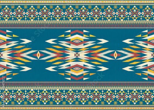 American ethnic native pattern.Traditional Navajo,Aztec,Apache,Southwest and Mexican style fabric pattern.Abstract vector motifs pattern.Design for fabric,clothing,blanket,carpet,woven,wrap,decoration