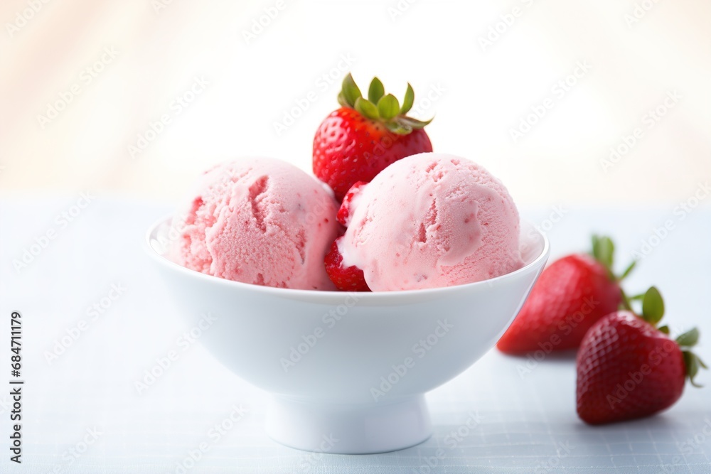 Yummy strawberry Ice cream. A delicacy for gourmets. Image for the Menu, Banner Yummy strawberry Ice cream. A delicacy for gourmets. Image for the Menu, Banner