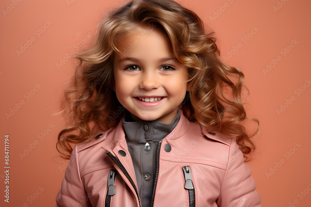 Photo portrait smiling laughing small girl copyspace isolated color background Photo portrait smiling laughing small girl copyspace isolated color background