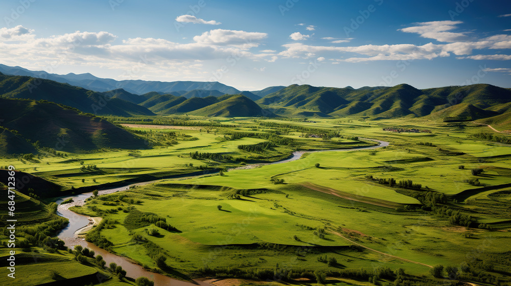 Obraz premium River in the Mountains. Generative Ai