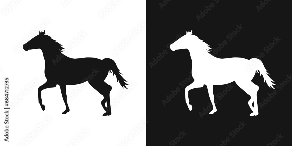 Walking horse vector sign. Horse silhouette, stallion
