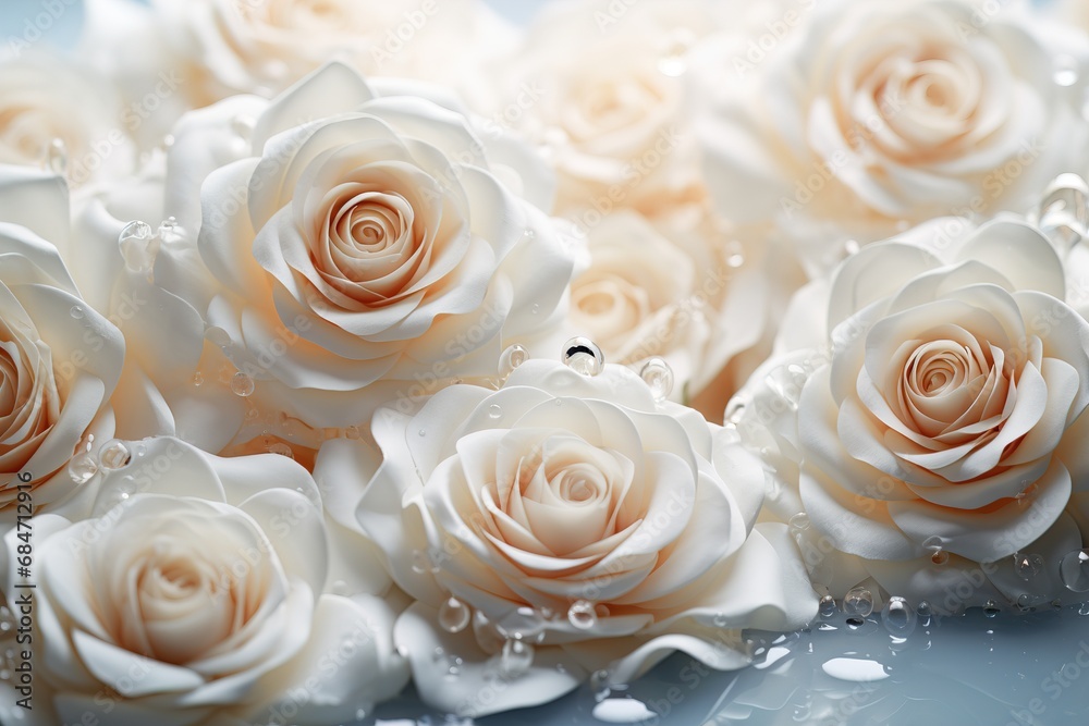 Beautiful bouquet pink roses flowers in the form of Heart in pastel tones for Background, Copy space for text on various important occasions. Postcard, Invitation, Banner Beautiful bouquet pink roses flowers in the form of Heart in pastel tones for Background, Copy space for text on various important occasions. Postcard, Invitation, Banner
