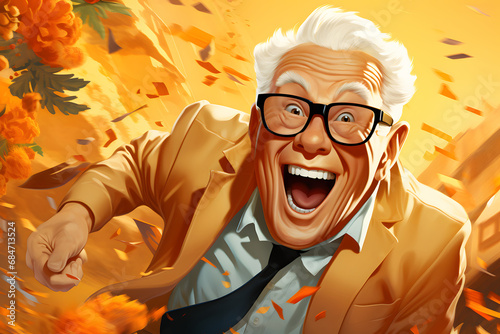 Happy old and smiling man w...