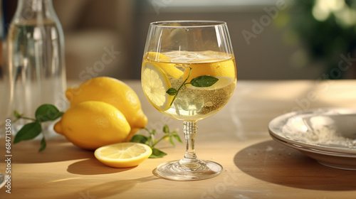 homemade limoncello spritz sparkling liqueur drink