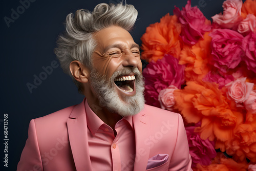 Happy old and smiling man w...