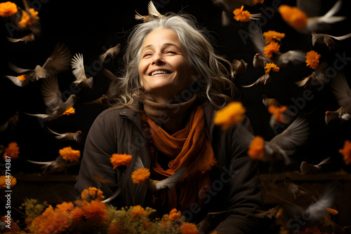 Happy old and smiling woman...