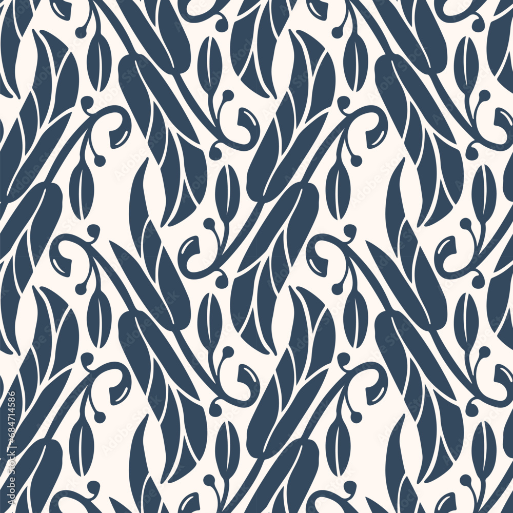 Black and White seamless pattern with leaves Black and White seamless pattern with leaves