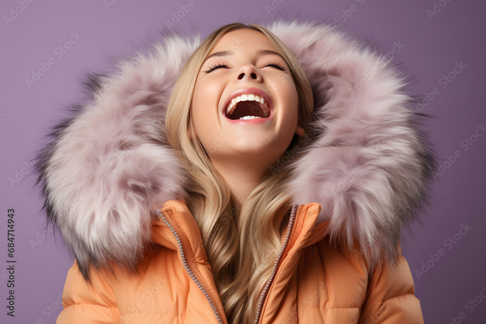 Happy young and smiling woman with copy space. Well dressed against solid background. Happy young and smiling woman with copy space. Well dressed against solid background.