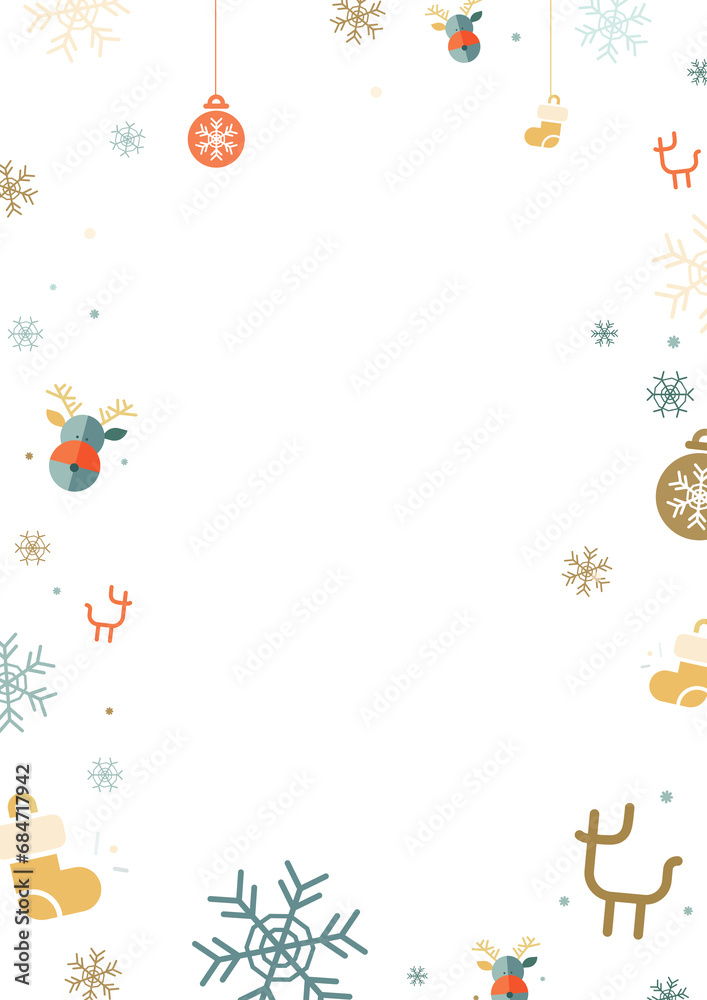 chrichristmas frame with snowflakes. New-Year winter background. Vector illustration. Christmas white frame. Christmas snowflakes holiday ice ornament banner frame with balls and snowflakes chrichristmas frame with snowflakes. New-Year winter background. Vector illustration. Christmas white frame. Christmas snowflakes holiday ice ornament banner frame with balls and snowflakes