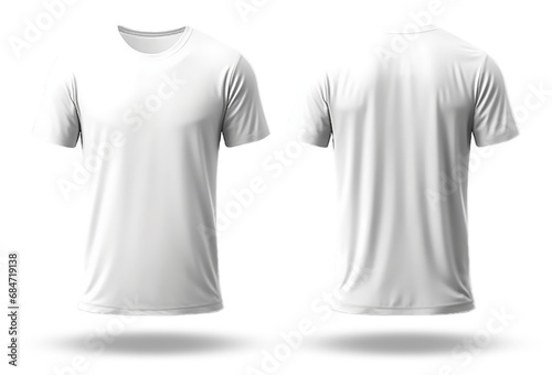plain white t-shirt mockup design. front and back views. isolated on transparent background. generative ai