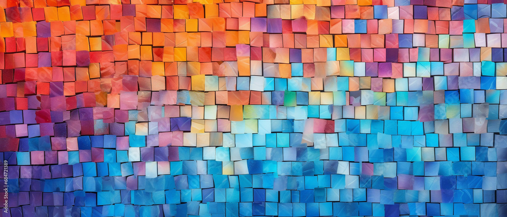 Vibrant and dynamic abstract mosaic created with colorful tiles, exuding energy and excitement. Vibrant and dynamic abstract mosaic created with colorful tiles, exuding energy and excitement.