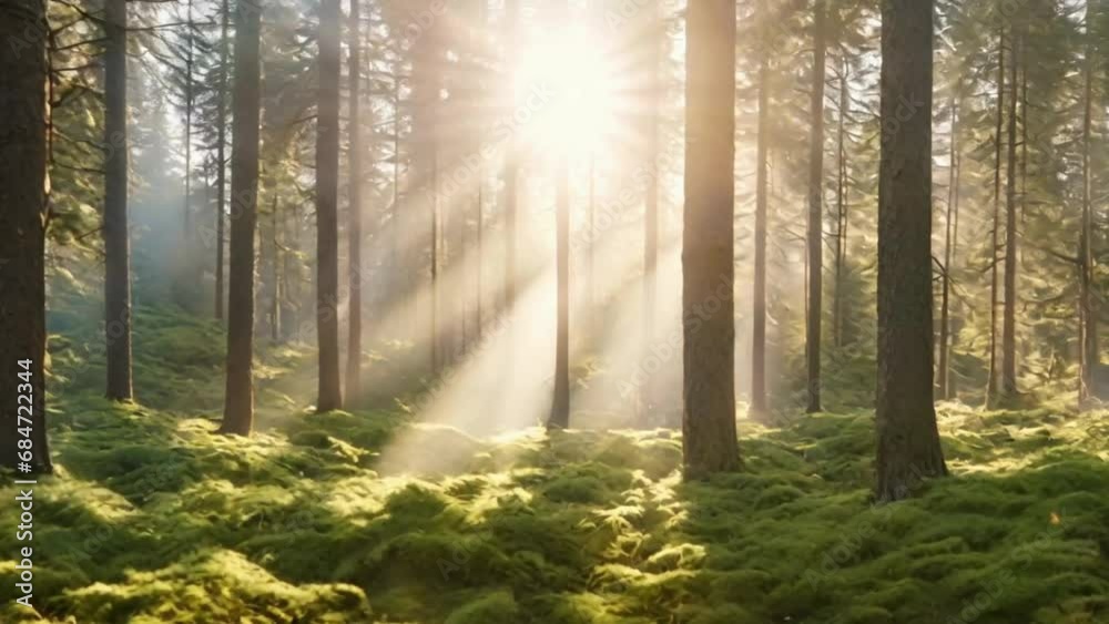 Rays of sunlight in the forest Rays of sunlight in the forest
