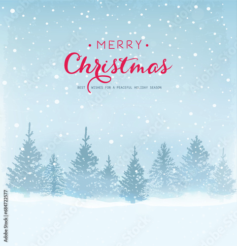 Winter background, landscape. New year and Christmas greeting card.